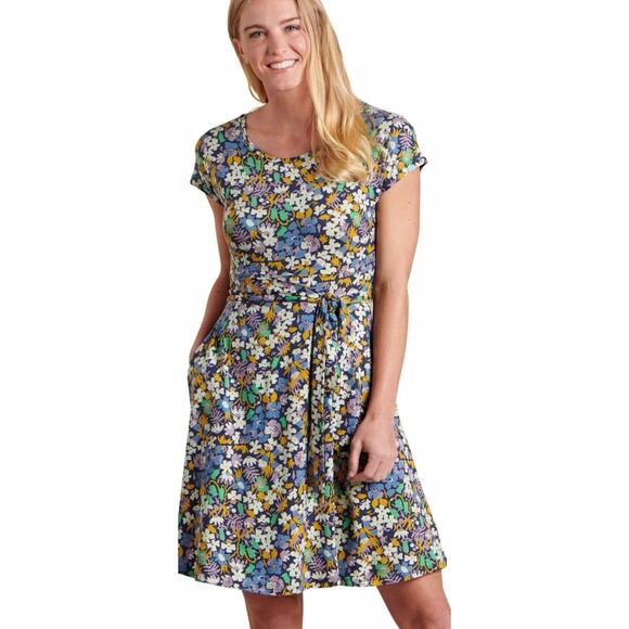 Toad & Co Women's Floral Cue Wrap Short Sleeve Dress Small - Picture 1 of 11